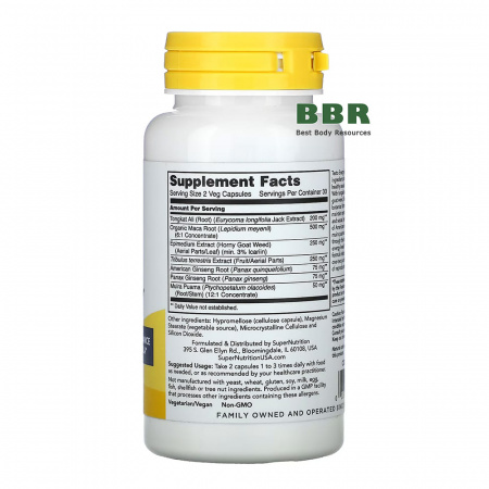 Testo Energy 60 Veg Caps, Super Nutrition