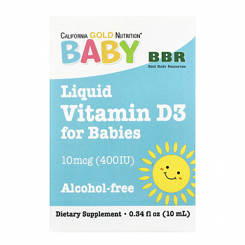 Liquid Vitamin D3 for Babies 400iu 10ml, California GOLD Nutrition