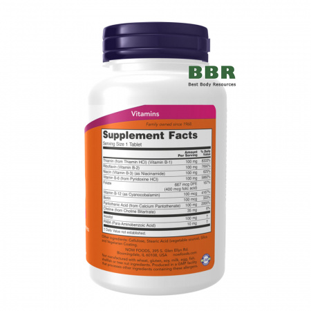 Sustained Release B-100 100 Tabs, NOW Foods