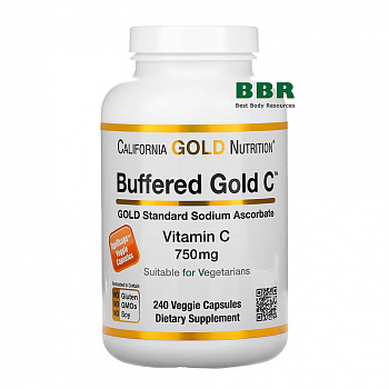 Buffered Vitamin C 750mg 240 Veg Caps, California GOLD Nutrition