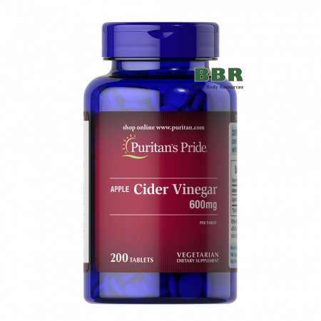 Apple Cider Vinegar 600mg 200 Tabs, Puritans Pride