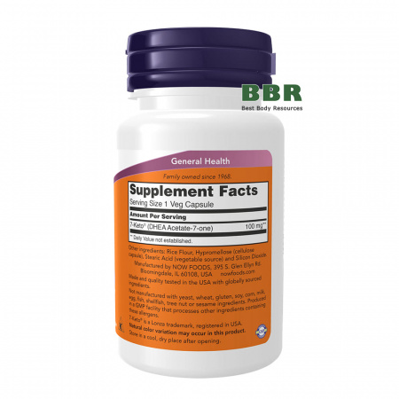 7-Keto 100mg 60 Veg Caps, NOW Foods