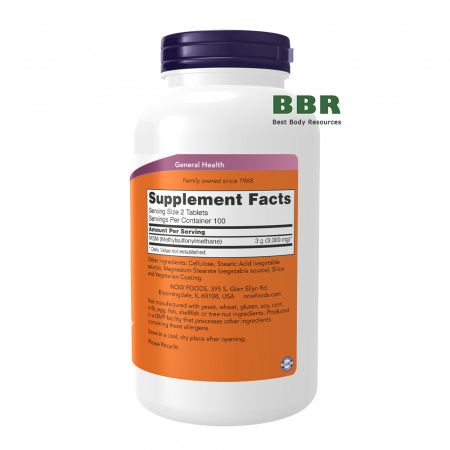 MSM 1500mg 200 Tabs, NOW Foods