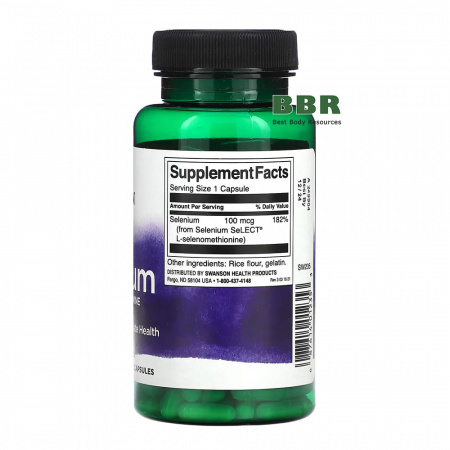 Selenium L-Selenomethionine 100mcg 200 Caps, Swanson