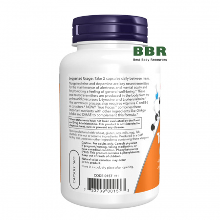 True Focus Neurotransmitter Support 90 Veg Caps, NOW Foods