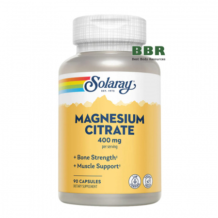 Magnesium Citrate 400mg 90 Caps, Solaray