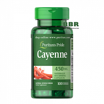 Cayenne 450mg 100 Caps, Puritans Pride