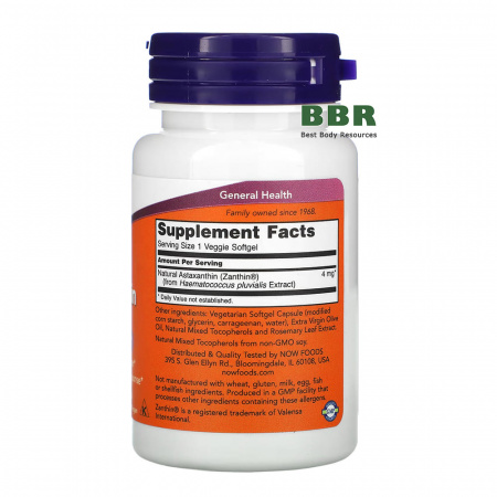 Astaxanthin 4mg 60 Softgels, NOW Foods