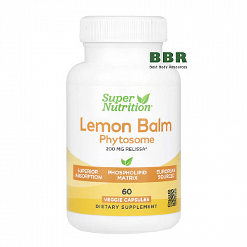 Lemon Balm Phytosome 200mg 60 Veg Caps, Super Nutrition