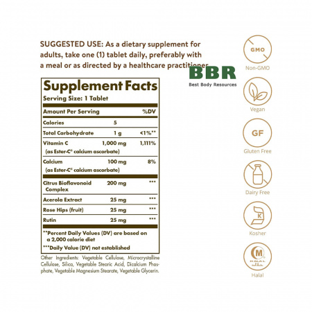 Ester-C 1000mg Vitamin C 60 Tabs, Solgar