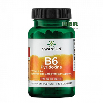 Vitamin B6 Pyridoxine 100mg 100 Caps, Swanson