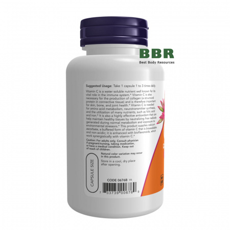 Vitamin C-500 Calcium Ascorbate-C with Bioflavonoids 250 Veg Caps, NOW Foods