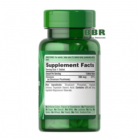 Chromium Picolinate 200mcg 100 Tabs, Puritans Pride