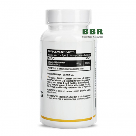 Vitamin D3 5000iu 90 Softgels, Progress Nutrition