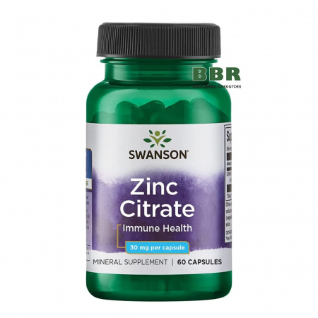 Zinc Citrate 30mg 60 Caps, Swanson