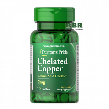 Chelated Copper 2mg 100 Tabs, Puritans Pride