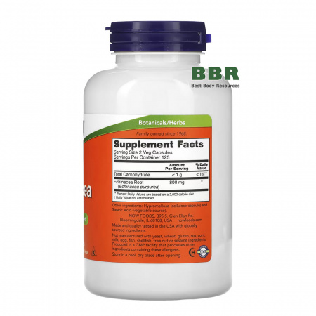 Echinacea 400mg 250 Veg Caps, NOW Foods