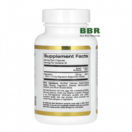 Magnesium Bisglycinate 60 Veg Caps, California GOLD Nutrition