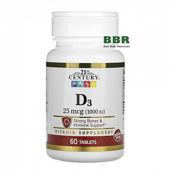 Vitamin D3 1000iu 60 Tabs, 21st Century