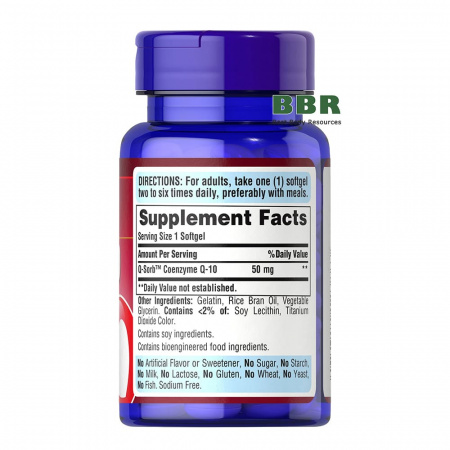 Q-SORB Co Q10 50mg 100 Softgels, Puritans Pride