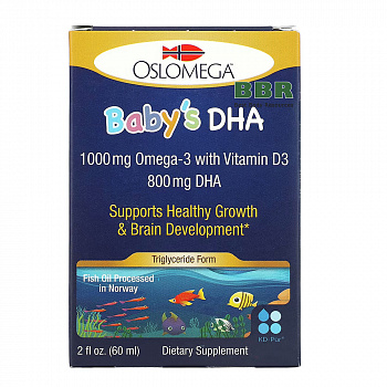 Babys DHA Omega-3 with Vitamin D3 60ml, Oslomega 