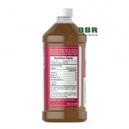 Organic Apple Cider Vinegar with Mother 473ml, Puritans Pride