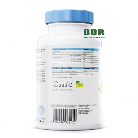 Vitamin D3 4000iu plus K2 150mcg 120 Softgels, Osavi