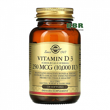 Vitamin D-3 (Cholecalciferol) 10000iu 120 Softgels, Solgar