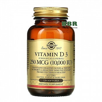 Vitamin D-3 (Cholecalciferol) 10000iu 120 Softgels, Solgar