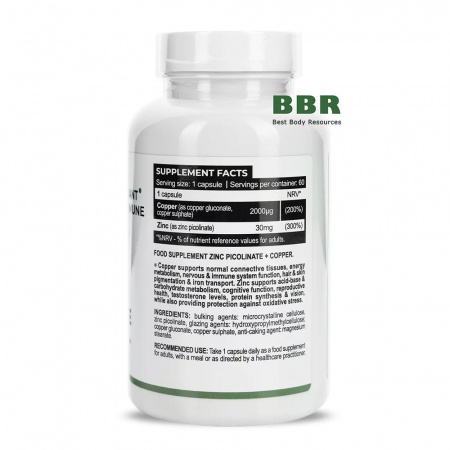 Zinc Picolinate 30mg plus Copper 60 Caps, Progress Nutrition