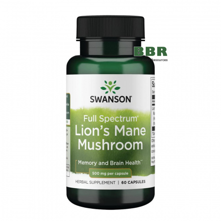 Lions Mane Mushroom 500mg 60 Caps, Swanson