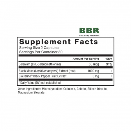 Black MACA 60 Veg Caps, Force Factor