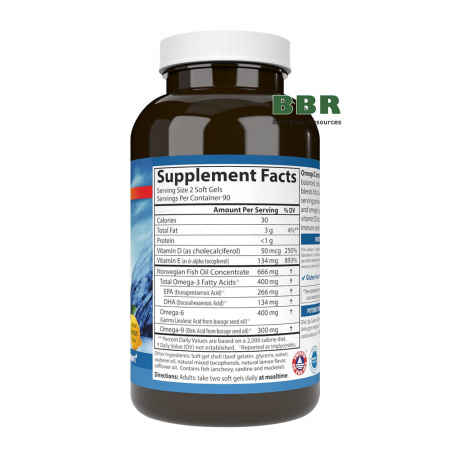 Omega 3 6 9 Complete Gems 180 Softgels, Carlson