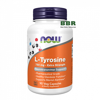 L-Tyrosine 750mg 90 Caps, NOW Foods