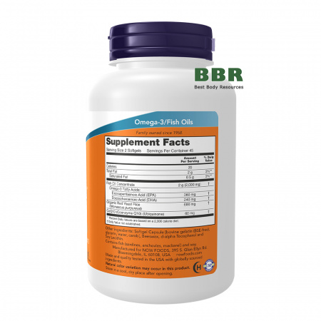 Red Omega with CoQ10 90 Softgels, NOW Foods
