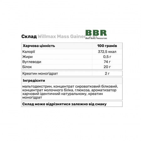 Mass Gainer 2kg, Willmax