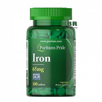 Iron 65mg (Ferrous Sulfate 325mg) 100 Tabs, Puritans Pride