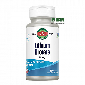 Lithium Orotate 5mg 60 Veg Caps, KAL