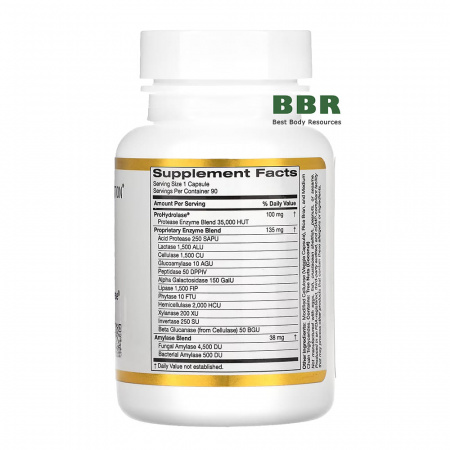 Digestive Enzymes 90 Veg Caps, California GOLD Nutrition