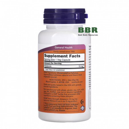 Melatonin 10mg 100 Caps, NOW Foods