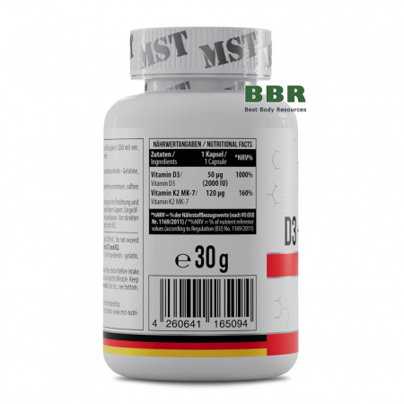 Vitamin D3 plus K2 MK-7 120 Softgels, MST