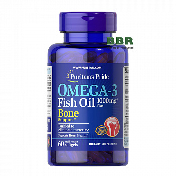 Omega 3 Fish Oil 1000mg plus Bone Support 60 Softgels, Puritans Pride