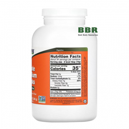 Whole Psyllium Husk Powder 340g, NOW Foods