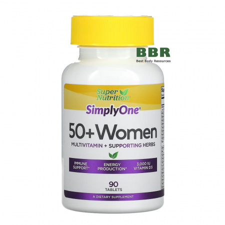 SimplyOne 50+ Women Multivitamin 90 Tabs, Super Nutrition SimplyOne 50+ Women Multivitamin 90 Tabs, Super Nutrition