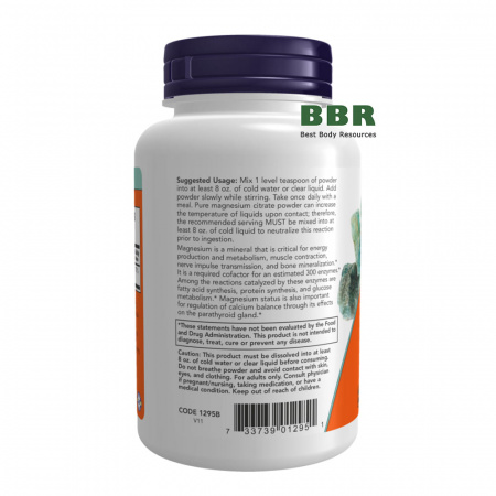 Magnesium Citrate Pure Powder 227g, NOW Foods