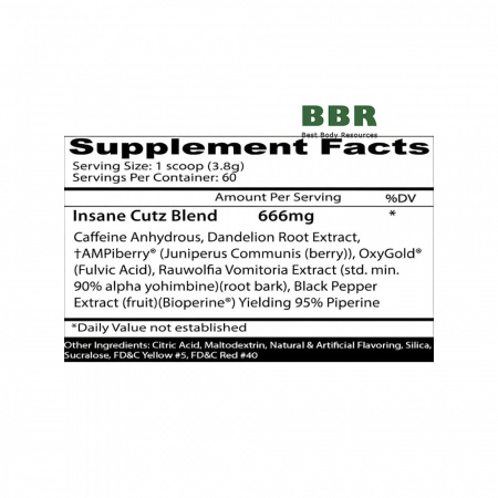 Insane Cutz Powder 60 Servings, Insane Labz