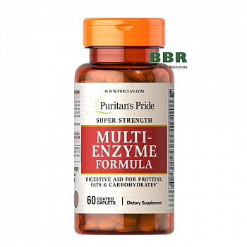 Super Strength Multi-Enzyme Formula 60 Tabs, Puritans Pride
