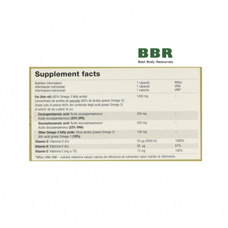 Gold Omega 3 65% D3 + K2 60 Softgels, Olimp