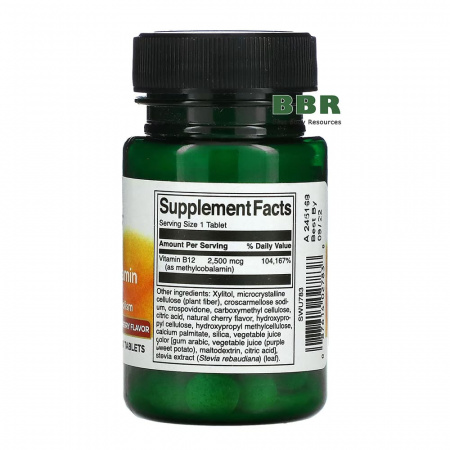 Vitamin B12 Methylcobalamin 2500mcg 60 Tabs, Swanson