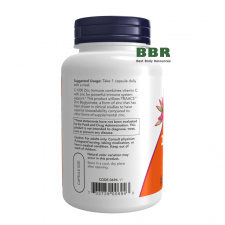 Vitamin С-1000 Zinc Immune Support 90 Caps, NOW Foods